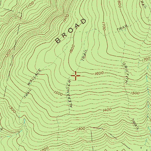 Topographic Map of Alexander Trail, PA