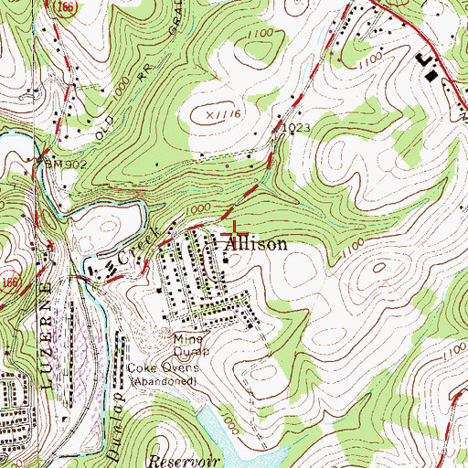 Topographic Map of Allison, PA