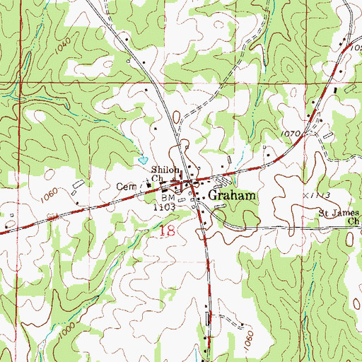 Topographic Map of Graham, AL