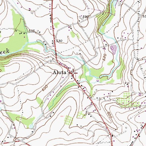 Topographic Map of Aluta, PA