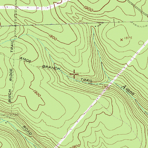 Topographic Map of Amos Branch Trail, PA