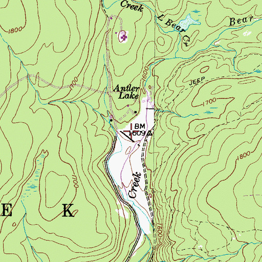 Topographic Map of Antler Lake, PA