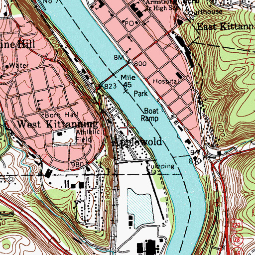 Topographic Map of Applewold, PA