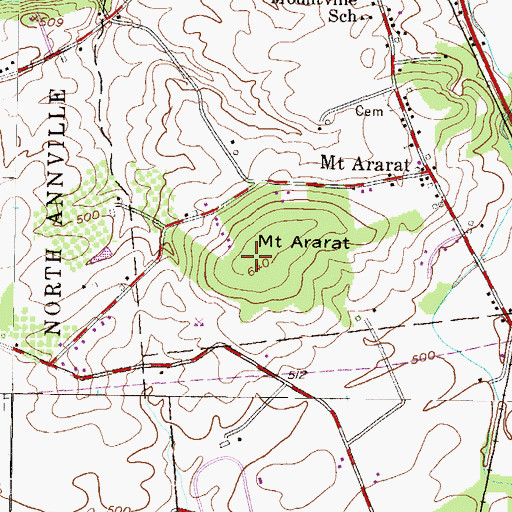 Topographic Map of Mount Ararat, PA