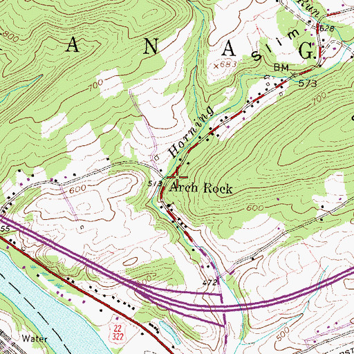 Topographic Map of Arch Rock, PA