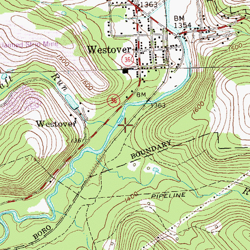 Topographic Map of Ashcraft Run, PA