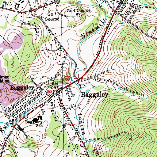 Topographic Map of Baggaley, PA