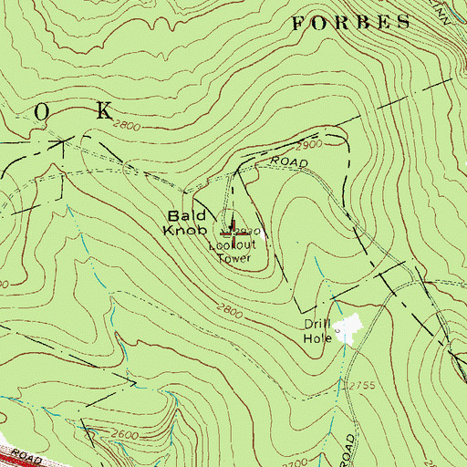 Topographic Map of Bald Knob, PA