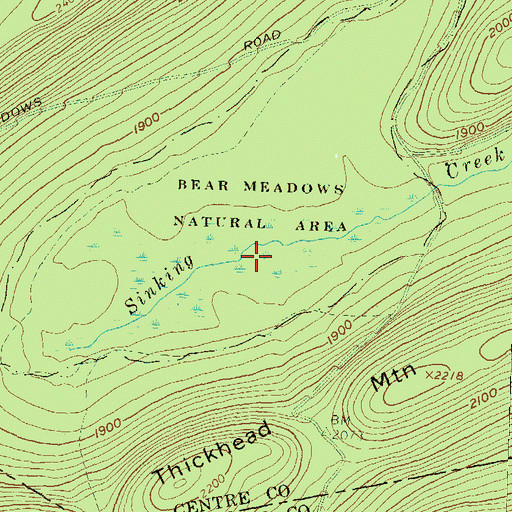 Topographic Map of Bear Meadows Natural Area, PA