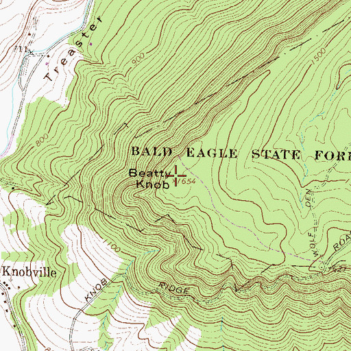 Topographic Map of Beatty Knob, PA