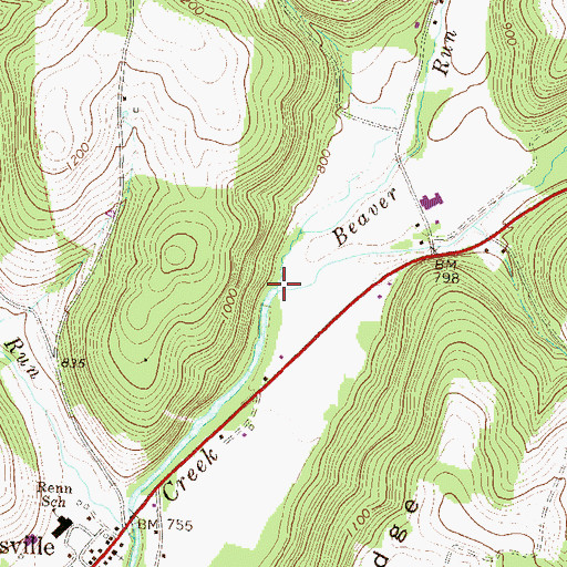 Topographic Map of Beaver Run, PA