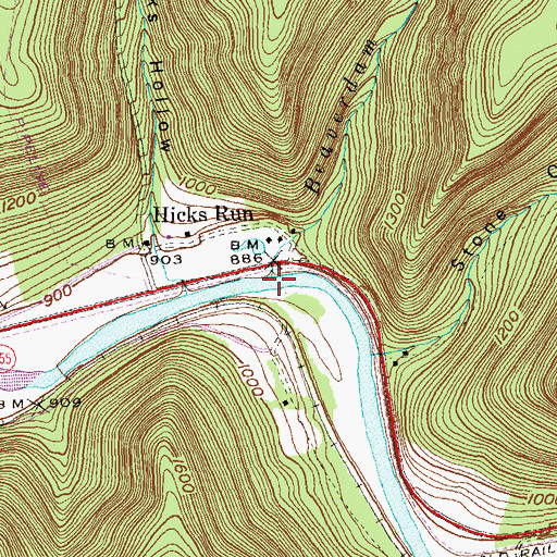 Topographic Map of Beaverdam Run, PA