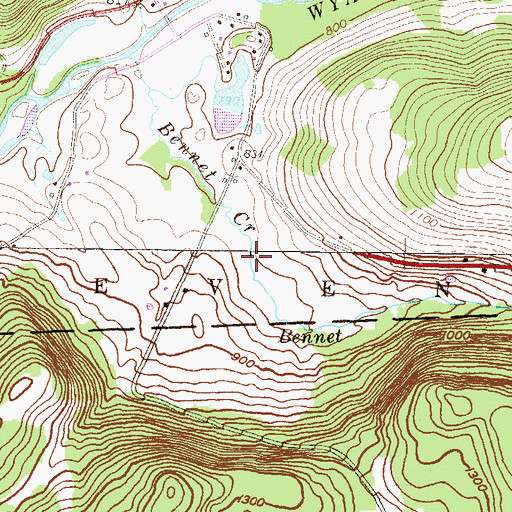 Topographic Map of Bennet Creek, PA