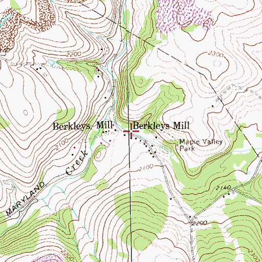 Topographic Map of Berkleys Mill, PA