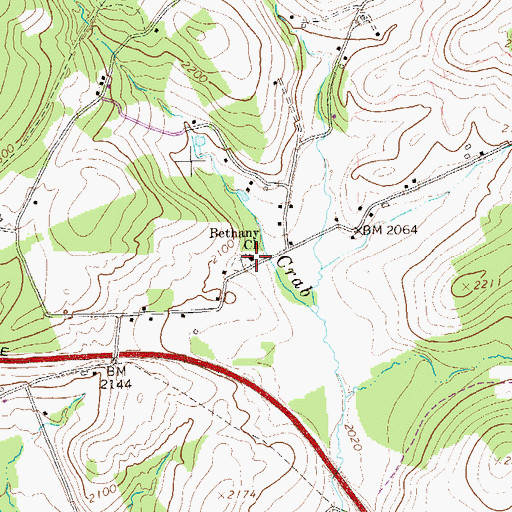 Topographic Map of Bethany Church, PA