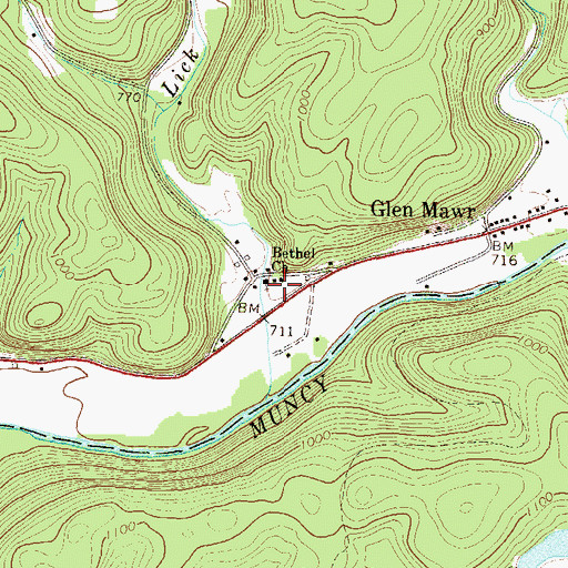 Topographic Map of Bethel Church, PA