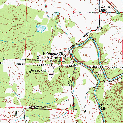 Topographic Map of Graham Cemetery, AL