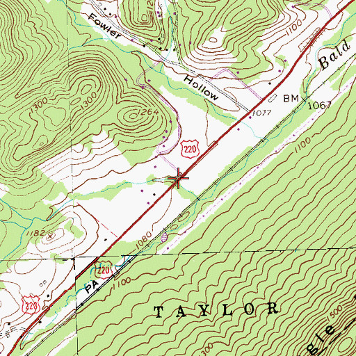 Topographic Map of Big Hollow, PA