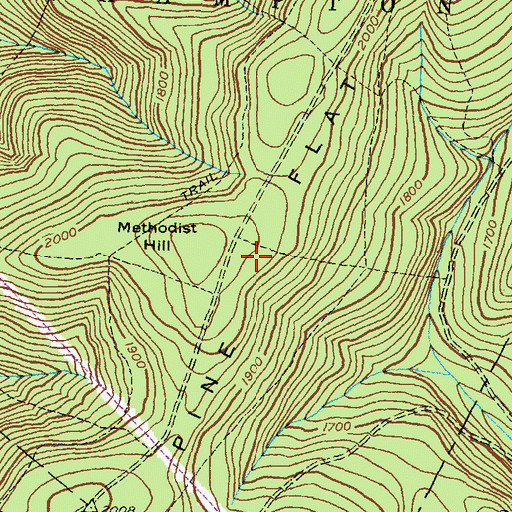 Topographic Map of Big Pine Flat Ridge, PA