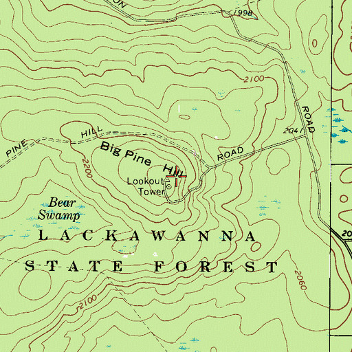 Topographic Map of Big Pine Hill, PA