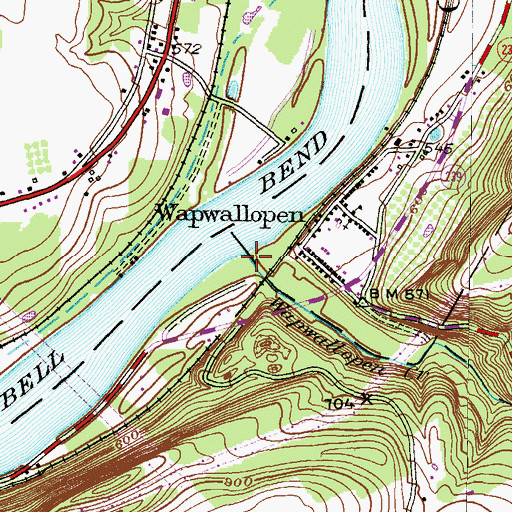 Topographic Map of Big Wapwallopen Creek, PA