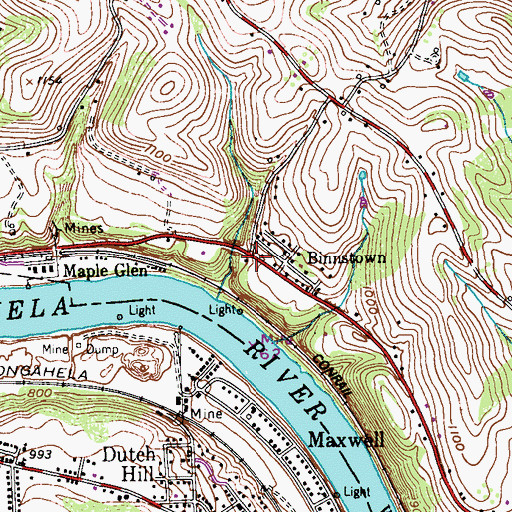 Topographic Map of Binnstown, PA