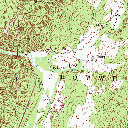 Topographic Map of Blacklog Valley, PA