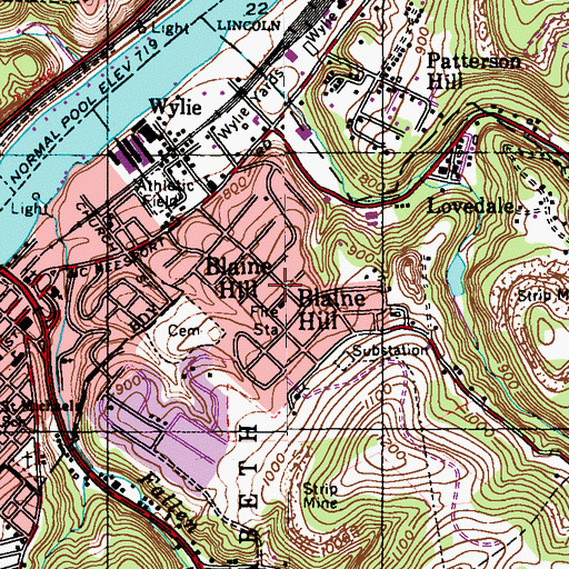 Topographic Map of Blaine Hill, PA