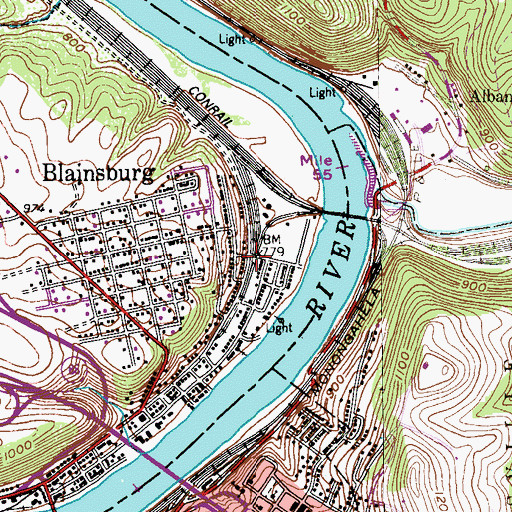 Topographic Map of Blainsburg, PA