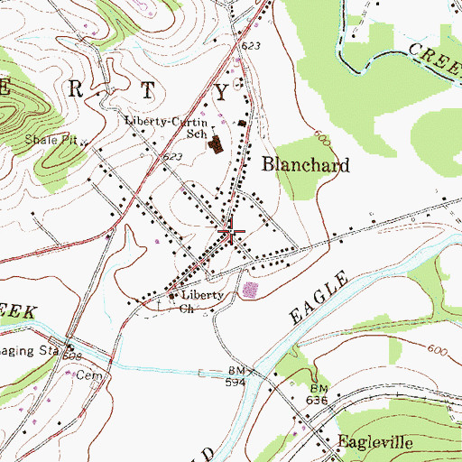 Topographic Map of Blanchard, PA