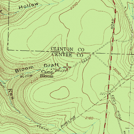Topographic Map of Bloom Draft Trail, PA