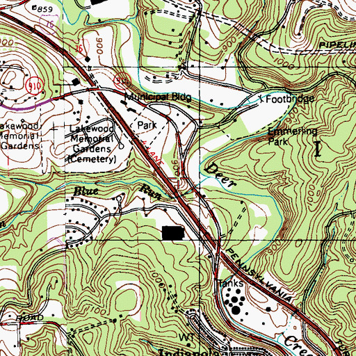 Topographic Map of Blue Run, PA