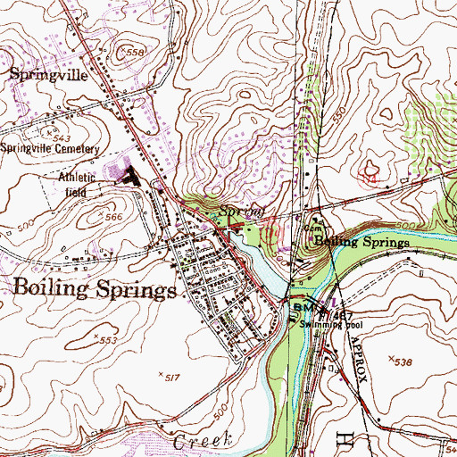 Topographic Map of Boiling Springs, PA