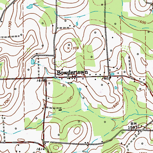 Topographic Map of Bowdertown, PA