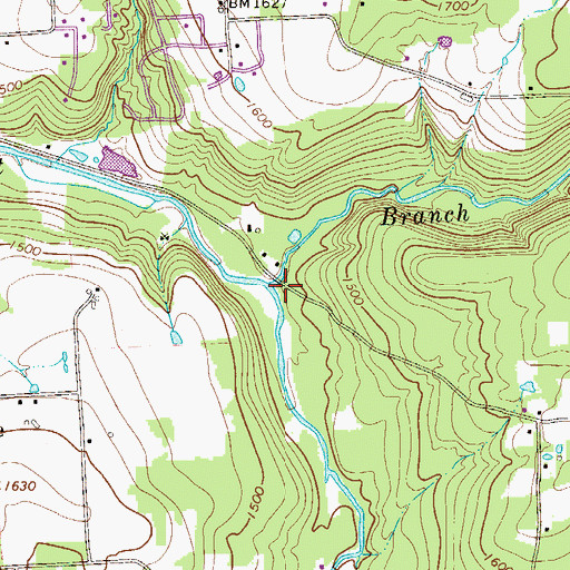 Topographic Map of Bridge Creek, PA