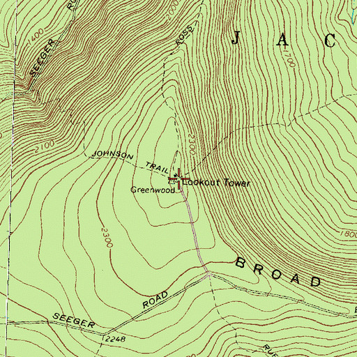 Topographic Map of Broad Mountain, PA