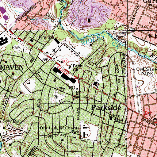 Topographic Map of Brookhaven, PA