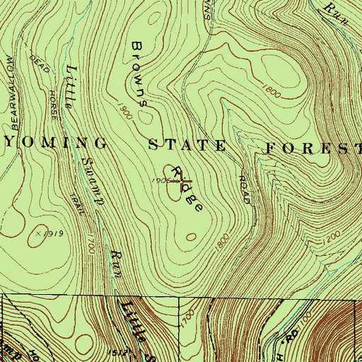 Topographic Map of Browns Ridge, PA