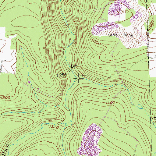 Topographic Map of Browns Run, PA