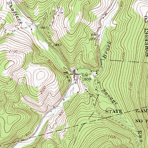 Topographic Map of Bruck Run, PA
