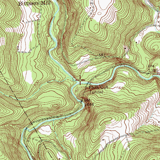 Topographic Map of Brush Creek, PA
