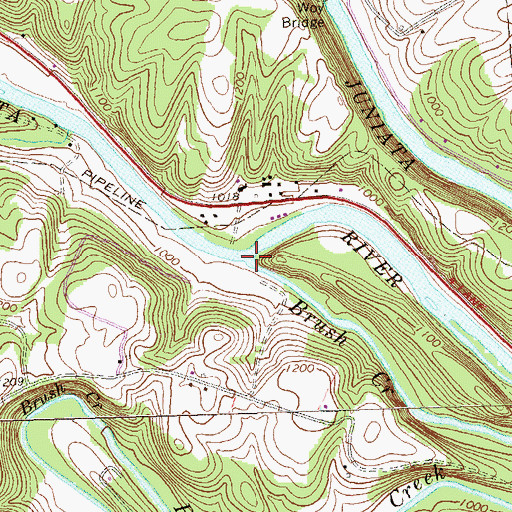 Topographic Map of Brush Creek, PA