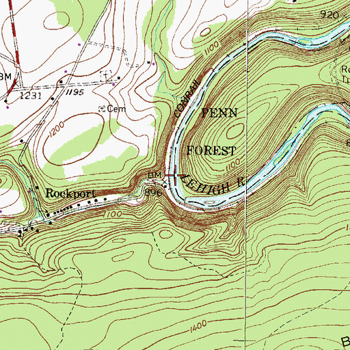 Topographic Map of Buck Mountain Creek, PA