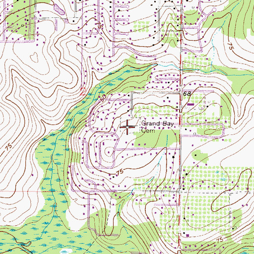 Topographic Map of Grand Bay Cemetery, AL