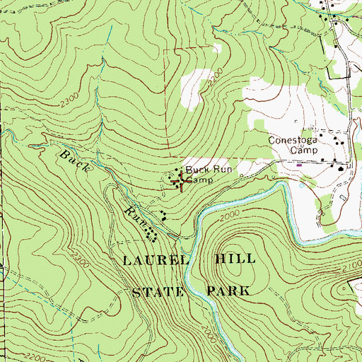 Topographic Map of Buck Run Camp, PA