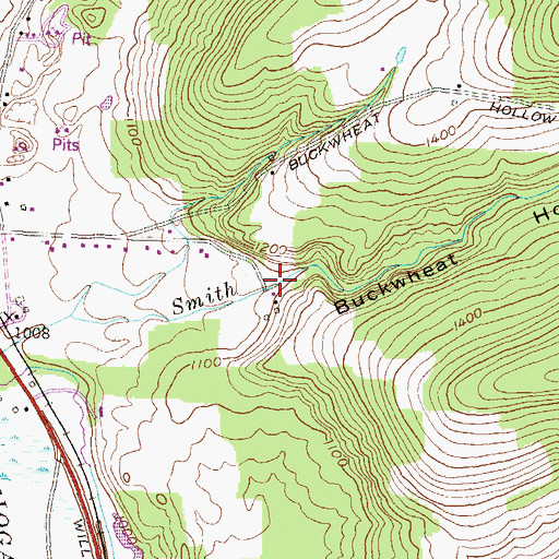 Topographic Map of Buckwheat Hollow, PA