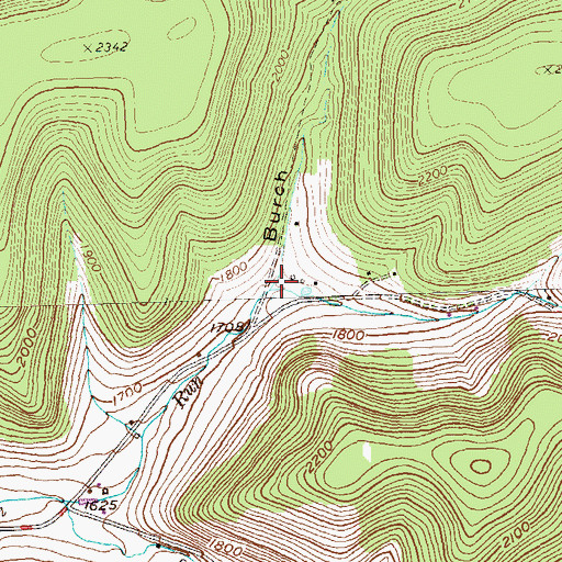 Topographic Map of Burch Hollow, PA