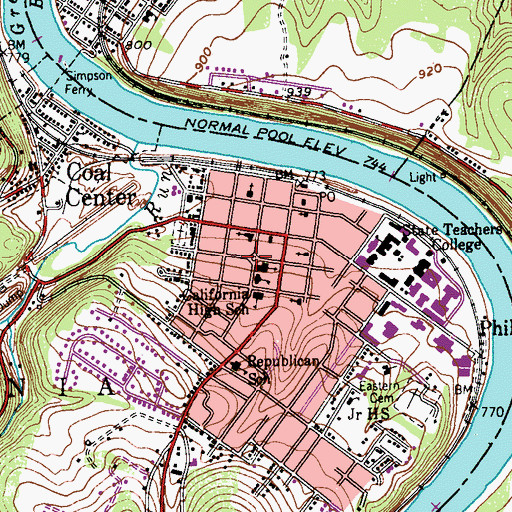 Topographic Map of California, PA