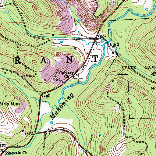 Topographic Map of Calvary Church, PA