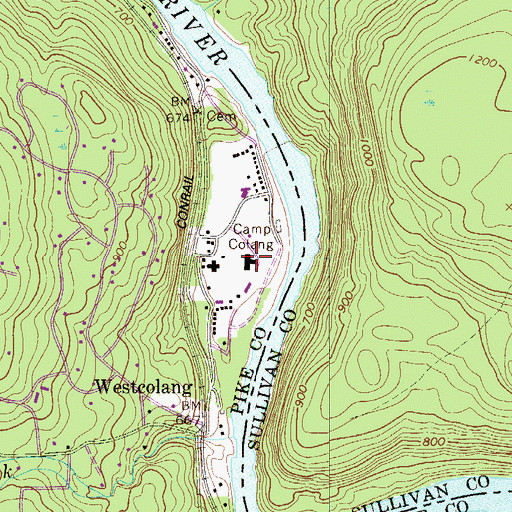 Topographic Map of Camp Colang, PA